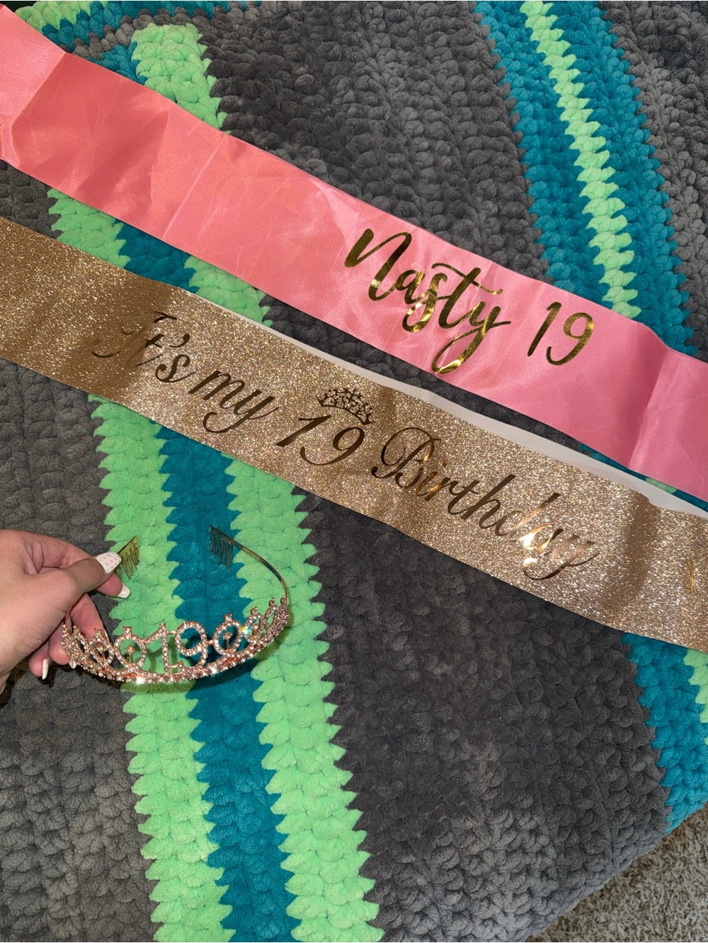 Birthday Sashes & Tiara Set - Pink and Rose Gold